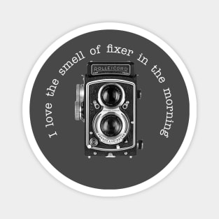 Retro Camera - Fixer Joke - White Text Magnet